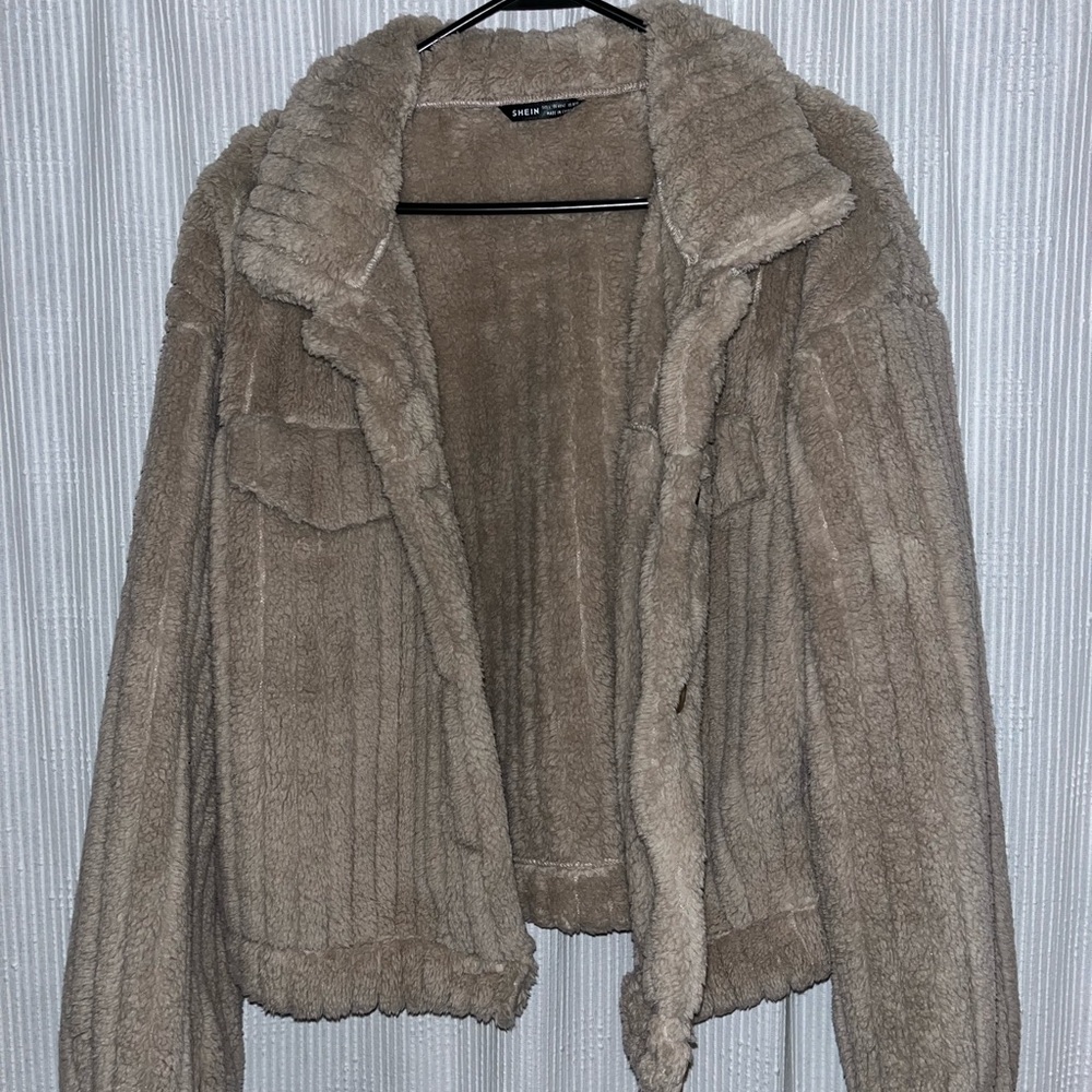 SHEIN Apricot Teddy Drop Shoulder Women Fall Jacket - Picture 3 of 4